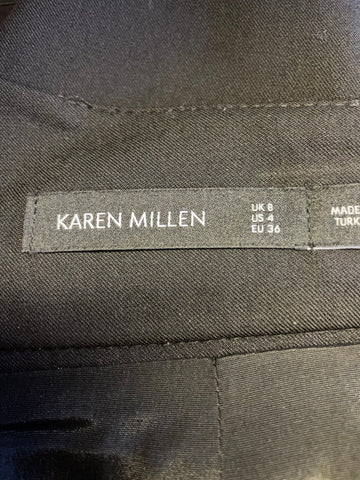 KAREN MILLEN BLACK & FAUX LEATHER TRIM PENCIL SKIRT SIZE 8