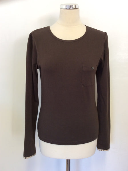 BURBERRY DARK BROWN LONG SLEEVE TOP SIZE M
