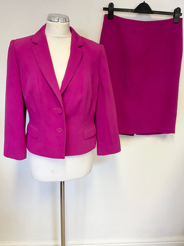 HOBBS CERISE PINK FITTED JACKET & PENCIL SKIRT SUIT SIZE 12