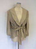 PER UNA BEIGE LINEN BLEND TIE FRONT JACKET SIZE 18