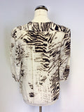 MULBERRY CREAM ZEBRA PRINT SILK BLOUSE SIZE 10
