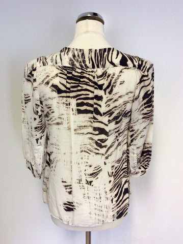 MULBERRY CREAM ZEBRA PRINT SILK BLOUSE SIZE 10