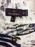 MULBERRY CREAM ZEBRA PRINT SILK BLOUSE SIZE 10