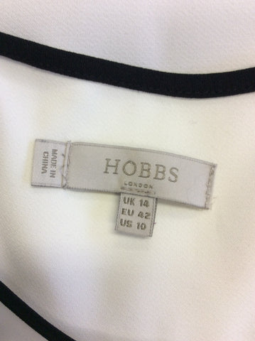 HOBBS WHITE & BLACK TRIM BLOUSE SIZE 14