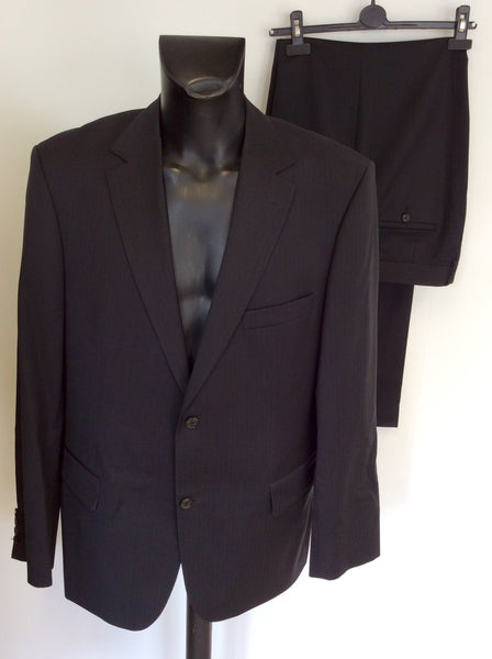 HUGO BOSS BLACK PINSTRIPE WOOL SUIT SIZE 46L/40W