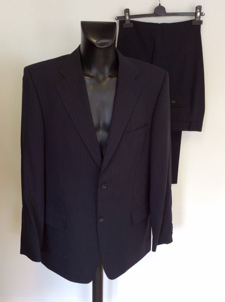 ROY ROBSON DARK BLUE PINSTRIPE WOOL SUIT SIZE 46L/ 40W