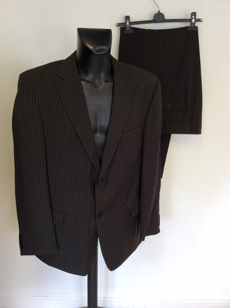 ROY ROBSON BLACK & GOLD PINSTRIPE WOOL SUIT SIZE 46L/ 40W
