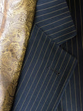 ROY ROBSON BLACK & GOLD PINSTRIPE WOOL SUIT SIZE 46L/ 40W