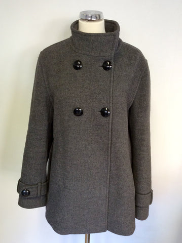 JAEGER GREY DOUBLE BREASTED WOOL COAT SIZE 16