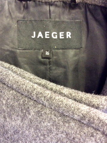 JAEGER GREY DOUBLE BREASTED WOOL COAT SIZE 16