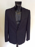 JAEGER DARK BLUE PINSTRIPE WOOL SUIT SIZE 40R / 34W