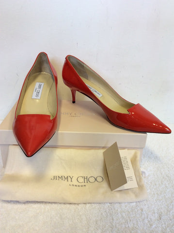BRAND NEW JIMMY CHOO ALLURE RED PATENT LEATHER HEELS SIZE 7/40