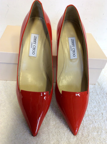 BRAND NEW JIMMY CHOO ALLURE RED PATENT LEATHER HEELS SIZE 7/40