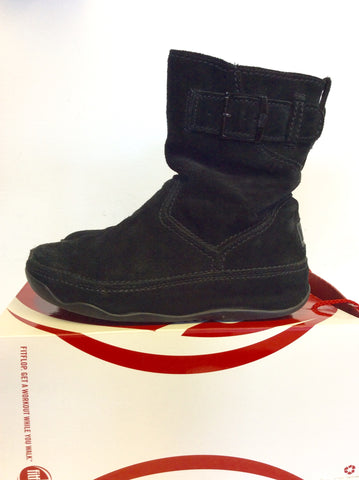 FITFLOP BLACK SUEDE BUCKLE TRIM SHORT SUPER BOOTS SIZE 4/37
