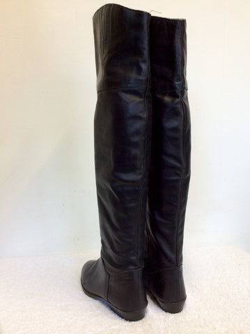 BLACK LEATHER OVER KNEE BOOTS SIZE 4/37