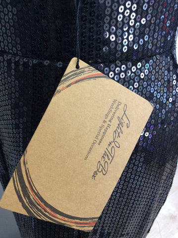 BRAND NEW LIGHT IN THE BOX BLACK SEQUINNED TRUMPET HEM EVENING DRESS SIZE 14