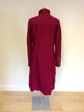 GHOST CRANBERRY EMBROIDERED KNEE LENGTH COAT SIZE 12