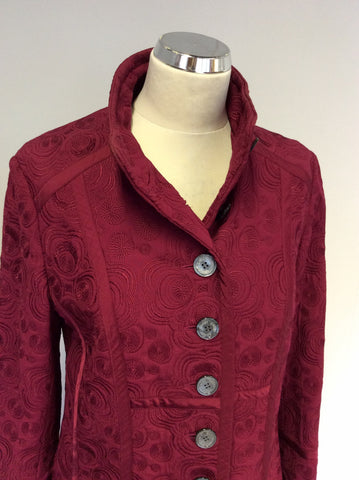 GHOST CRANBERRY EMBROIDERED KNEE LENGTH COAT SIZE 12