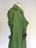 ST-MARTINS WHITE LABEL GREEN PLEATED DETAIL MAC/ TRENCH COAT SIZE L