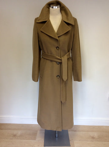 ITALIAN TEMA MODA COLLECTION CAMEL WOOL & CASHMERE BELTED COAT SIZE 12