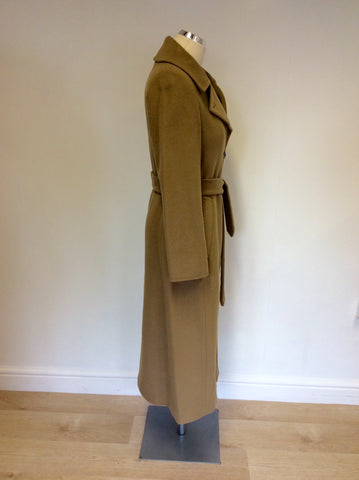 ITALIAN TEMA MODA COLLECTION CAMEL WOOL & CASHMERE BELTED COAT SIZE 12