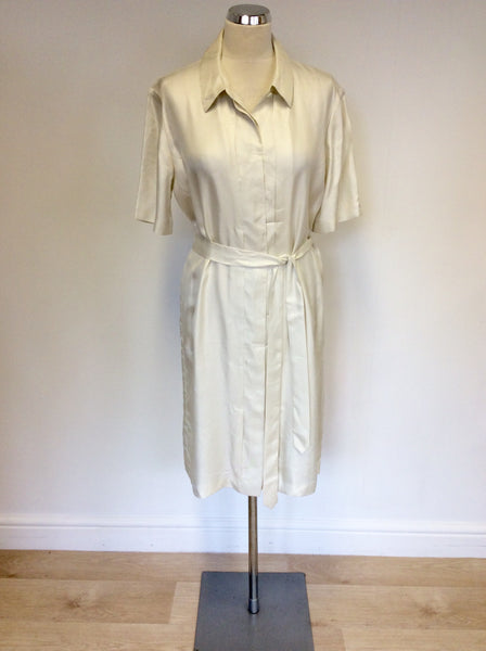 BRAND NEW AQUASCUTUM CREAM SILK SHIRT DRESS SIZE 16