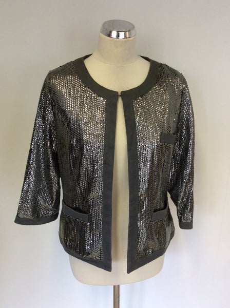 DARLING GREY SEQUINNED BOX JACKET SIZE XL