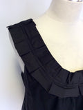 ZARA BLACK PLEATED EDGE TRIM SLEEVELESS TOP SIZE L