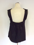 ZARA BLACK PLEATED EDGE TRIM SLEEVELESS TOP SIZE L