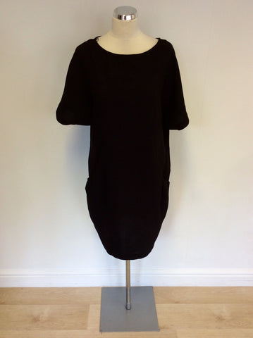 ZARA BLACK SHORT SLEEVE SHIFT DRESS SIZE L