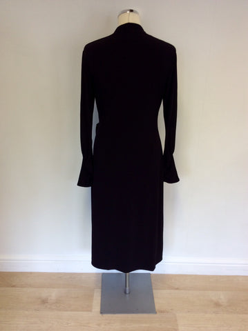 LAURA ASHLEY BLACK LONG SLEEVE WRAP DRESS SIZE 14