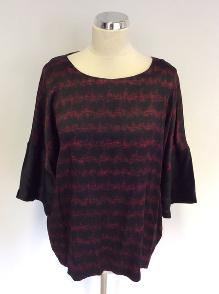 GERARD DAREL BLACK & RED PRINT SILK TOP SIZE 44 UK 16
