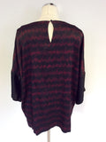 GERARD DAREL BLACK & RED PRINT SILK TOP SIZE 44 UK 16