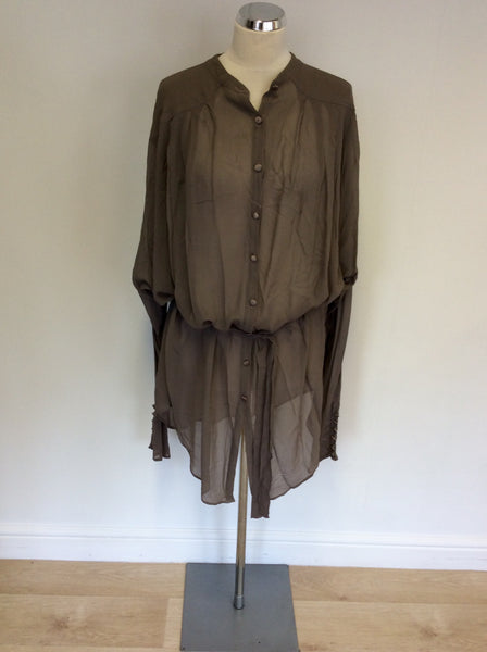 GHOST BROWN OVERSIZE BELTED TUNIC/ SHIRT SIZE 18