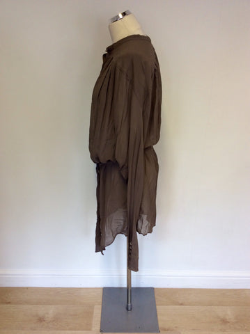 GHOST BROWN OVERSIZE BELTED TUNIC/ SHIRT SIZE 18
