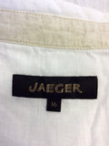 JAEGER WHITE & CREAM LINEN TUNIC TOP / SHIRT SIZE 16
