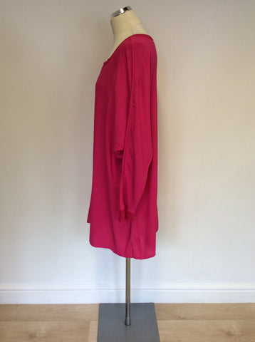 GHOST HOT PINK LONG SLEEVE TUNIC TOP SIZE XL