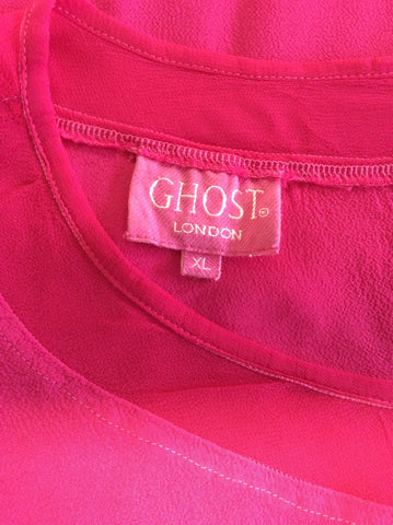 GHOST HOT PINK LONG SLEEVE TUNIC TOP SIZE XL