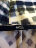 HUGO BOSS DARK GREY & IVORY PRINT DRAPED TOP SIZE 14