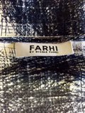 NICOLE FARHI BLACK & IVORY PRINT SILK TOP SIZE 16