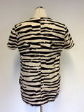 HUGO BOSS BLACK & CREAM PRINT SILK & COTTON TOP SIZE 14