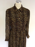LK BENNETT BROWN LEOPARD PRINT SILK DRESS SIZE 12