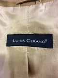 LUISA CERANO LIGHT BROWN STUDDED SUEDE BELTED JACKET SIZE 12