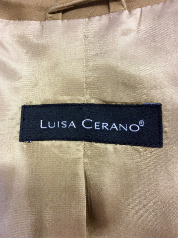 LUISA CERANO LIGHT BROWN STUDDED SUEDE BELTED JACKET SIZE 12