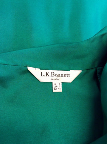 LK BENNETT EMERALD GREEN SILK SPECIAL OCCASION DRESS SIZE 16