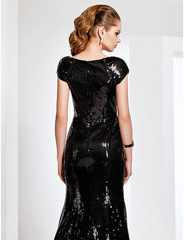 BRAND NEW LIGHT IN THE BOX BLACK SEQUINNED TRUMPET HEM EVENING DRESS SIZE 14