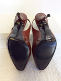 BRAND NEW RUSSELL & BROMLEY CHESTNUT BROWN LEATHER SLINGBACK HEELS SIZE 3.5/36