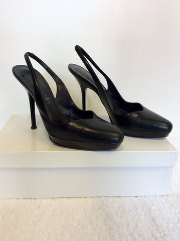 RUSSELL & BROMLEY BLACK LEATHER SLINGBACK HEELS SIZE 3.5/36