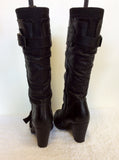 ALDO BLACK BUCKLE TRIM KNEE LENGTH BOOTS SIZE 4/37
