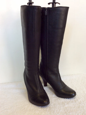 TOSHOP BLACK LEATHER KNEE LENGTH BOOTS SIZE 3.5/36